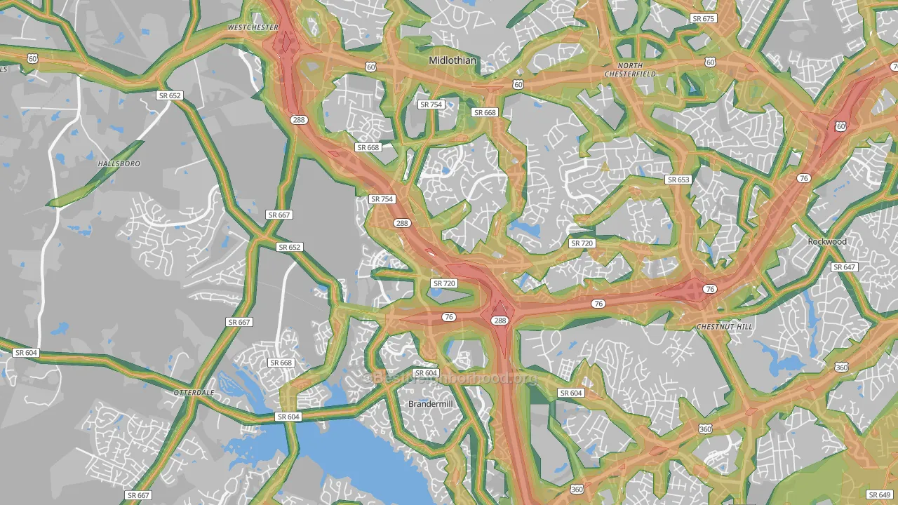 Midlothian, VA Map of Noise Levels in Midlothian