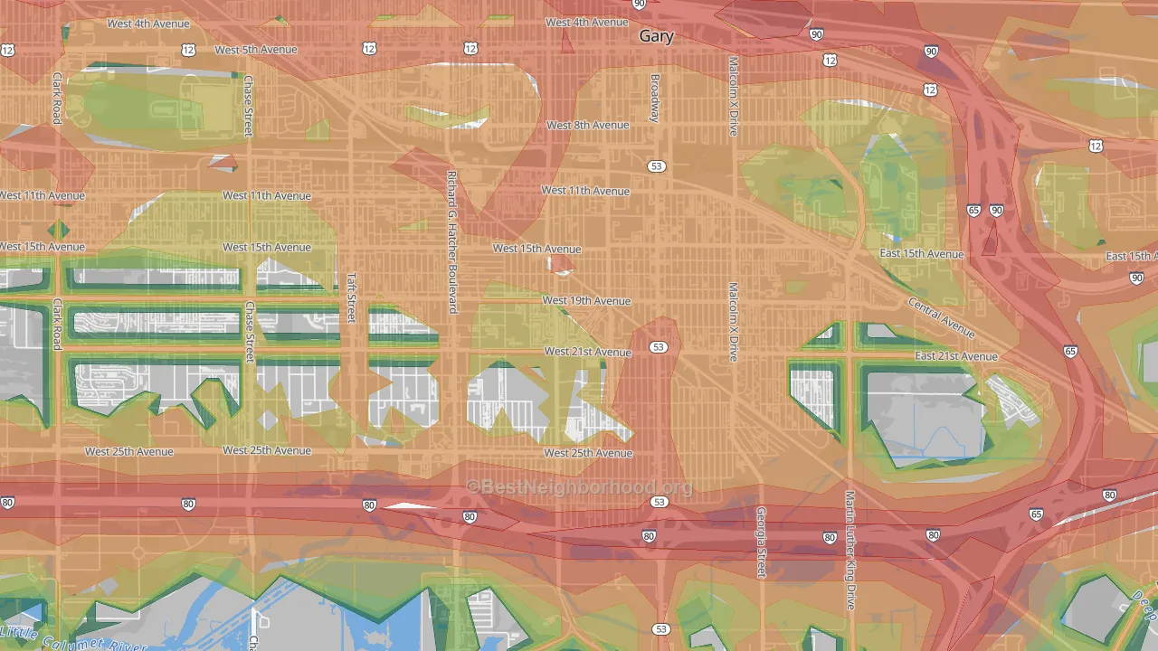 Midtown, Gary, IN Map of Noise Levels in Midtown