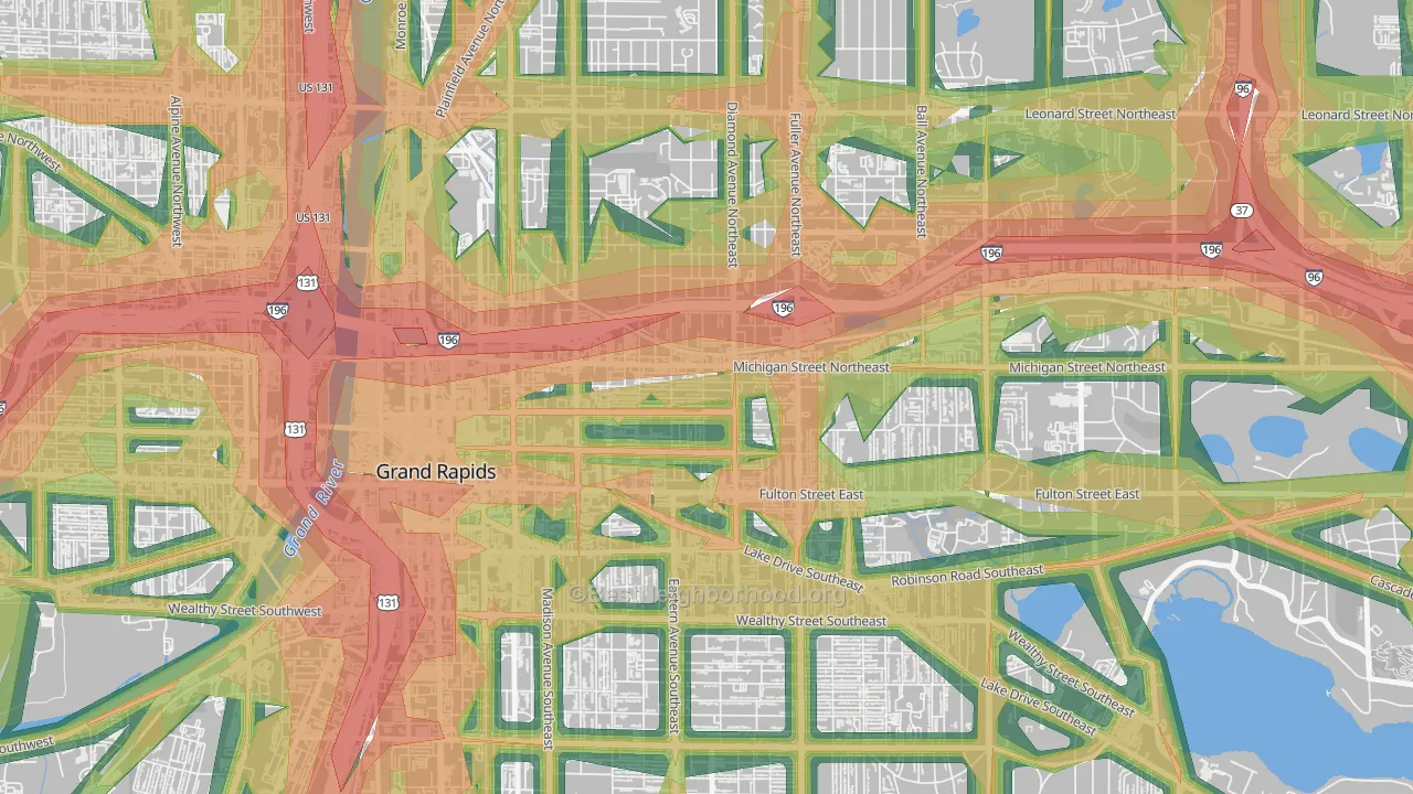Midtown-Grand Rapids, Grand Rapids, MI Map of Noise Levels in Midtown-Grand Rapids