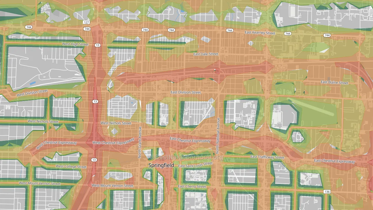 Midtown Springfield, Springfield, MO Map of Noise Levels in Midtown Springfield