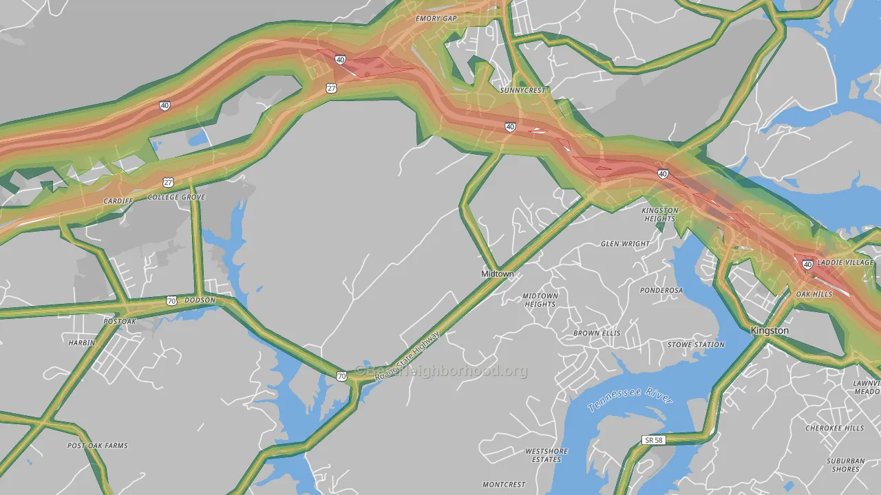 Midtown, TN Map of Noise Levels in Midtown