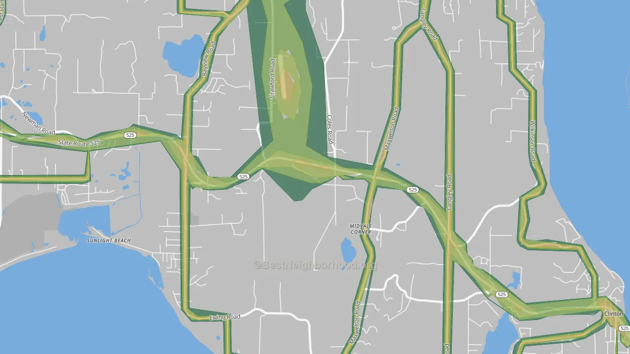 Midvale Corner, WA Map of Noise Levels in Midvale Corner