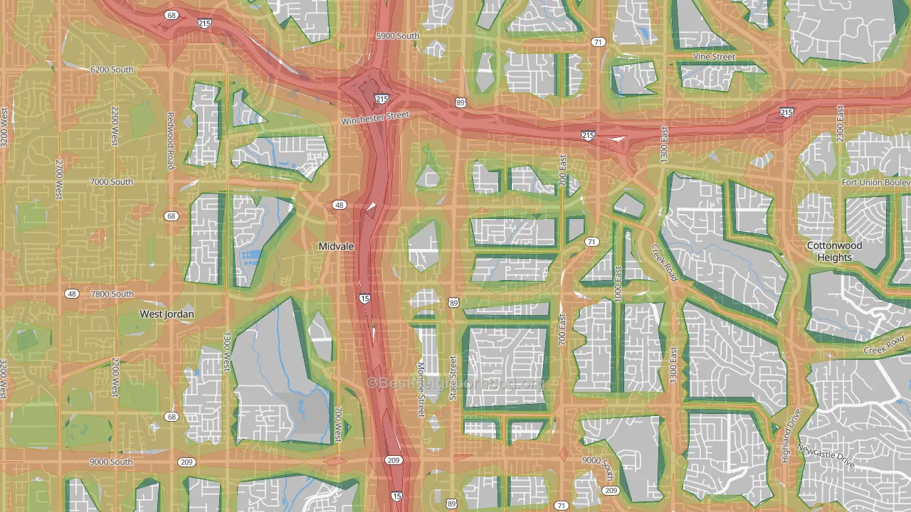 Midvale, UT Map of Noise Levels in Midvale
