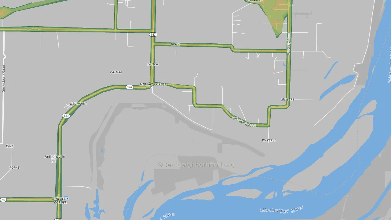 Midway Corner, AR Map of Noise Levels in Midway Corner