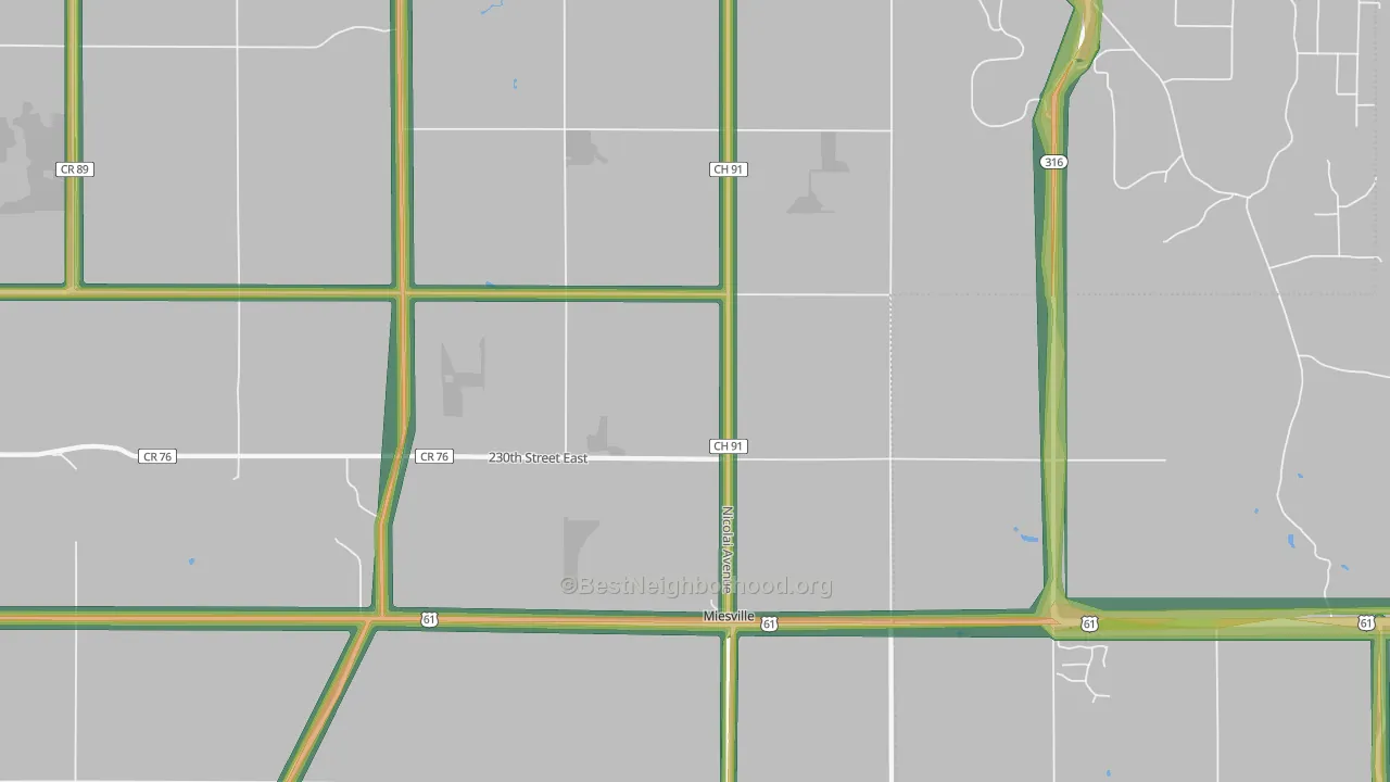 Miesville, MN Map of Noise Levels in Miesville