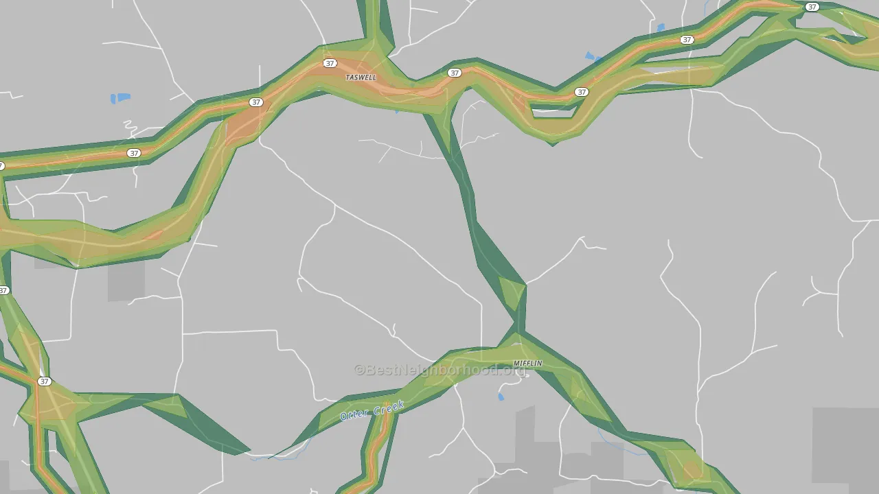 Mifflin, IN Map of Noise Levels in Mifflin