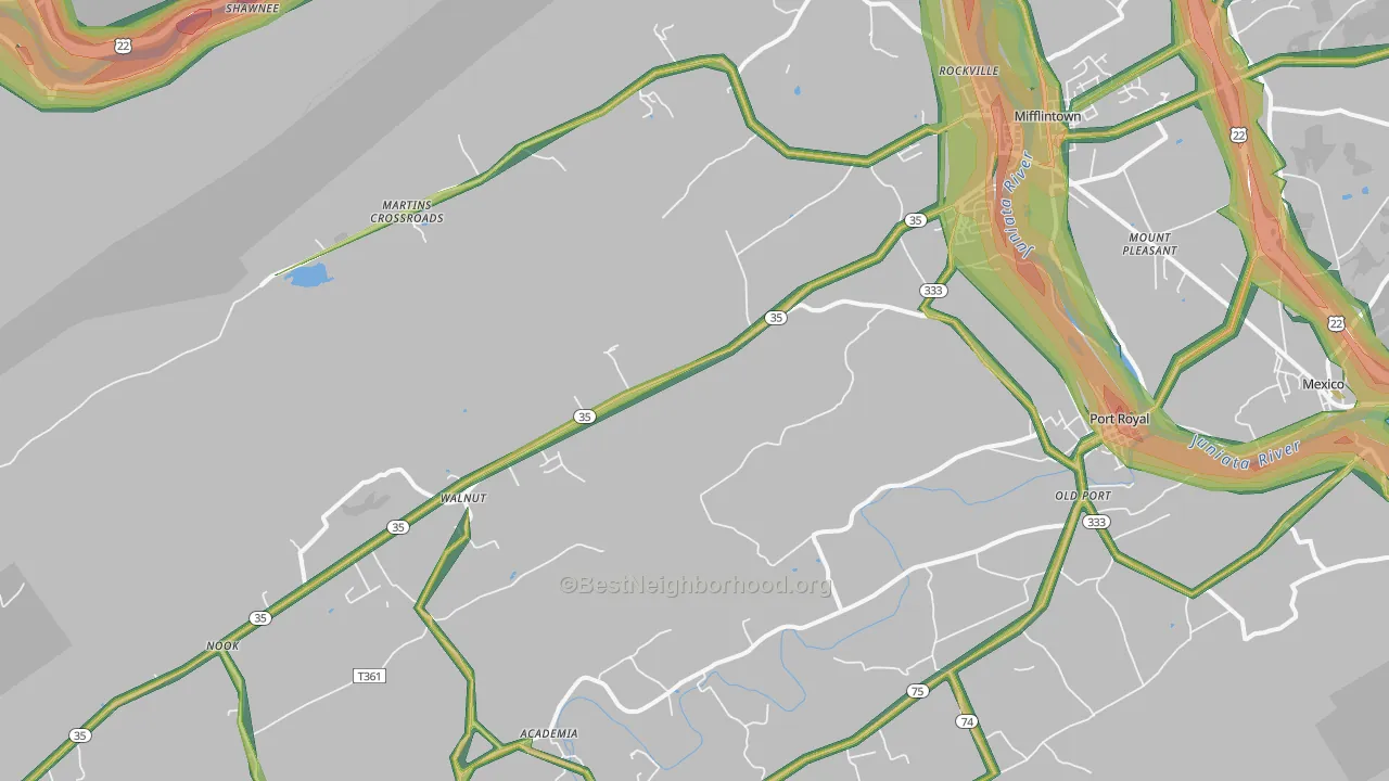 Mifflin, PA Map of Noise Levels in Mifflin