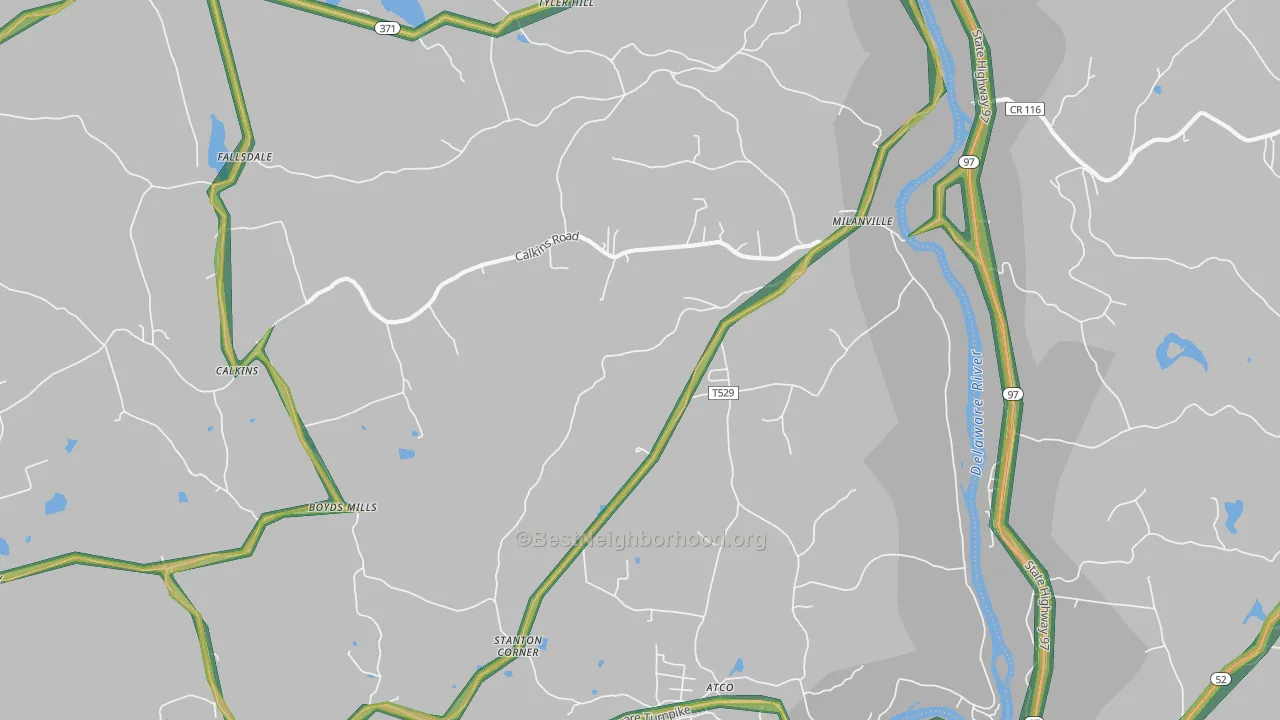 Milanville, PA Map of Noise Levels in Milanville