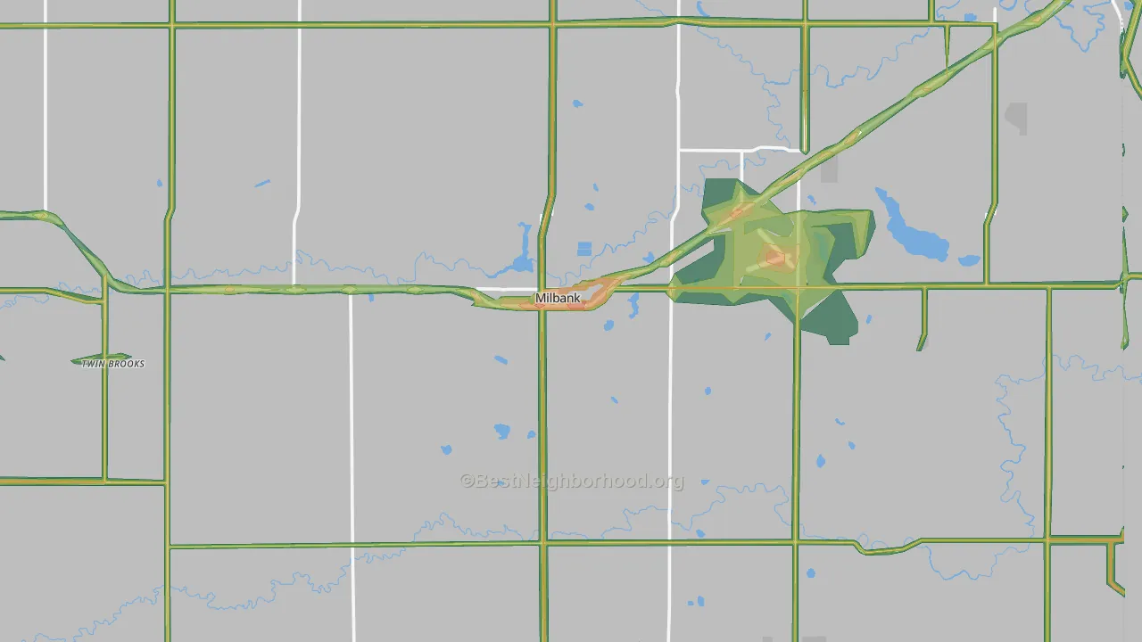 Milbank, SD Map of Noise Levels in Milbank