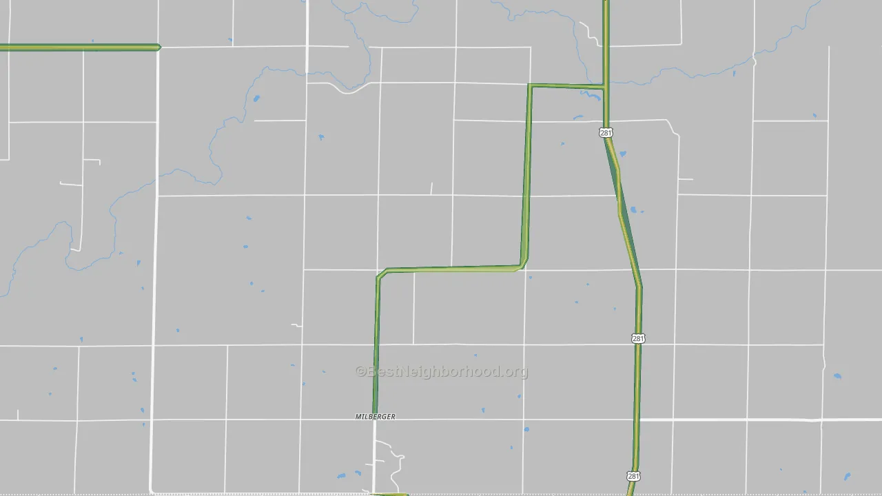 Milberger, KS Map of Noise Levels in Milberger