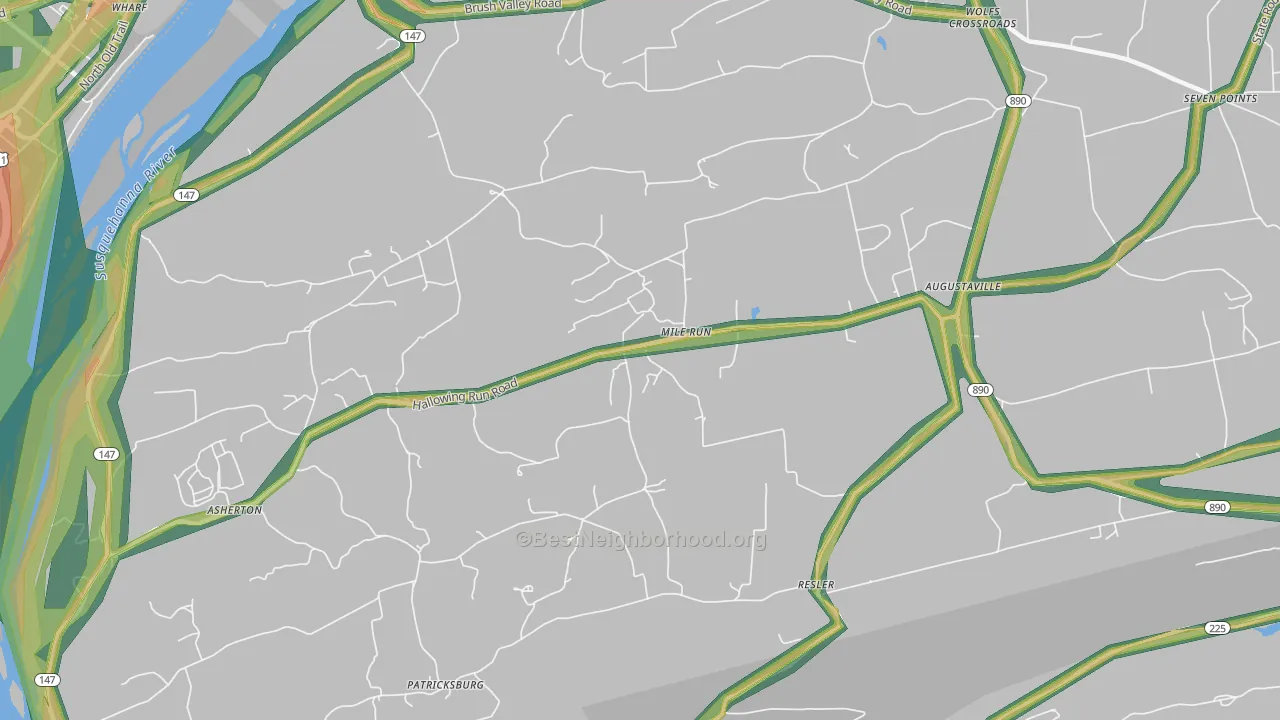 Mile Run, PA Map of Noise Levels in Mile Run