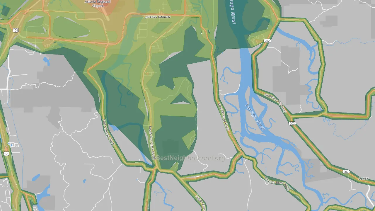 Miles Crossing, OR Map of Noise Levels in Miles Crossing