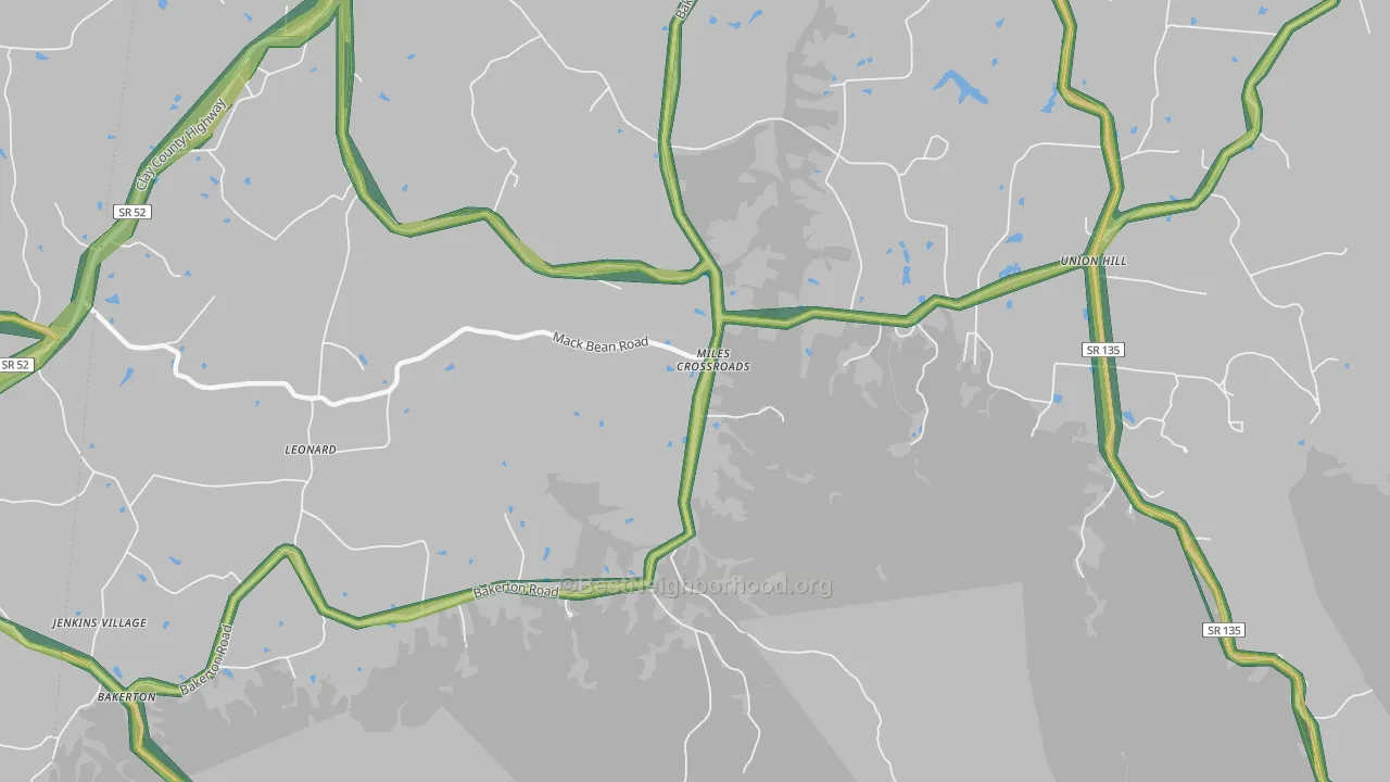 Miles Crossroads, TN Map of Noise Levels in Miles Crossroads