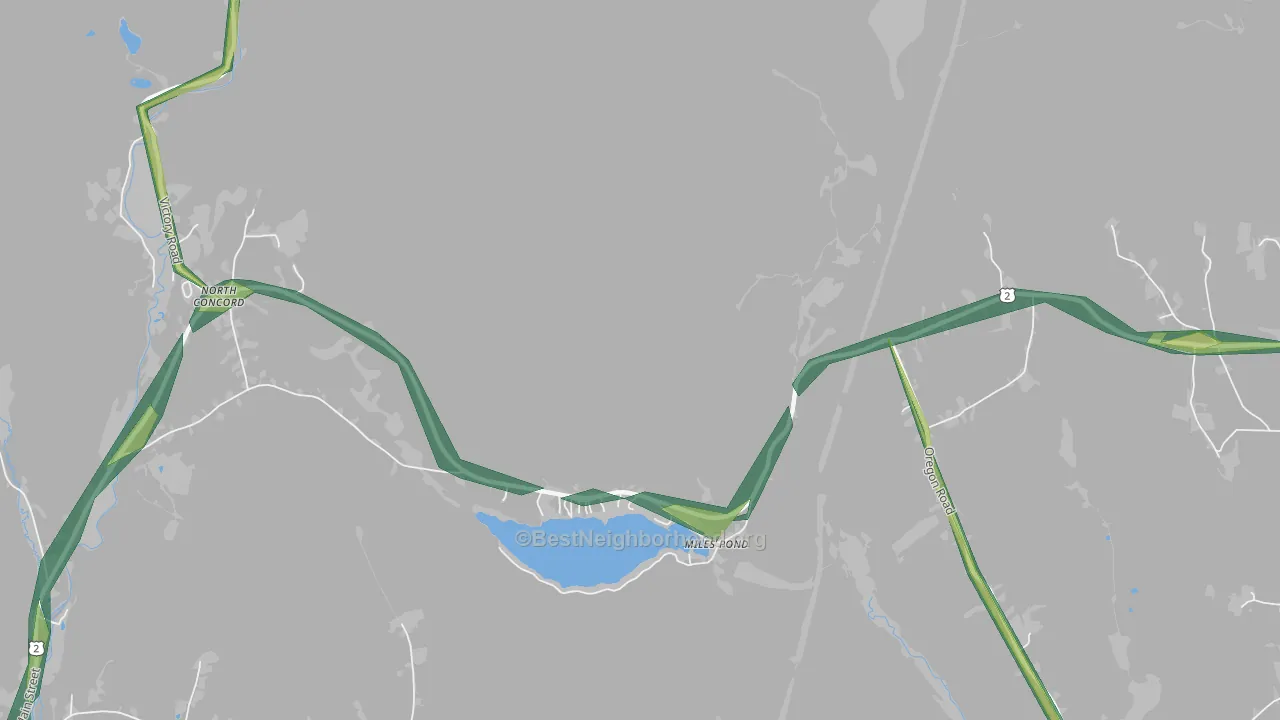 Miles Pond, VT Map of Noise Levels in Miles Pond
