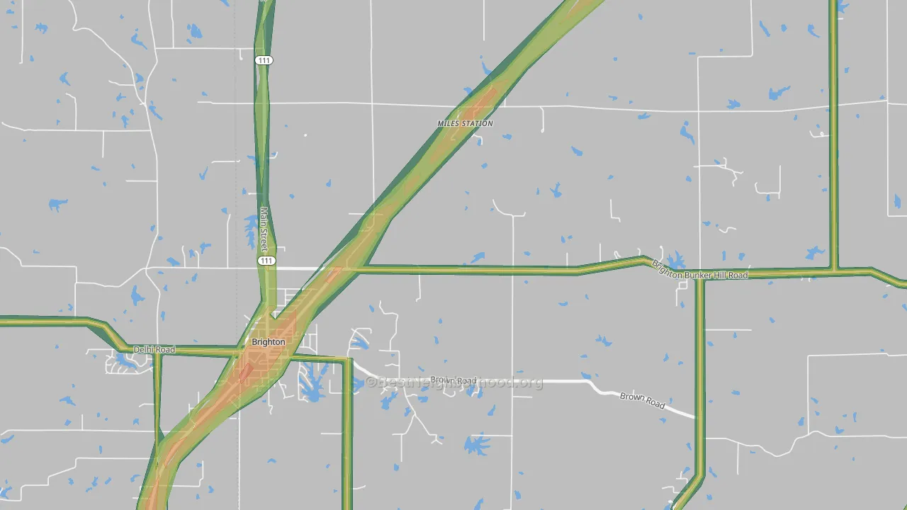 Miles Station, IL Map of Noise Levels in Miles Station