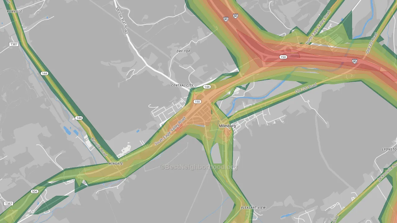 Milesburg, PA Map of Noise Levels in Milesburg