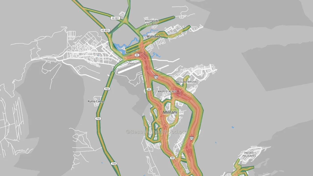 Mililani, HI Map of Noise Levels in Mililani