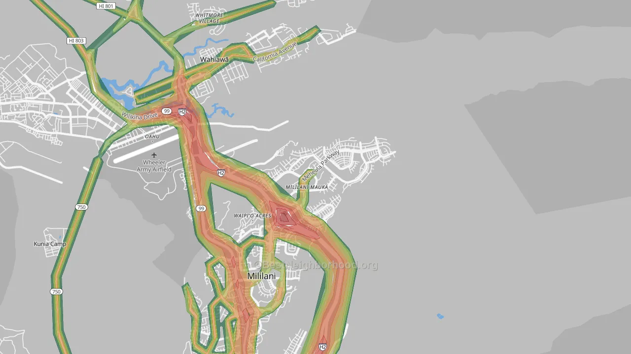 Mililani Mauka-Launani Valley, Mililani, HI Map of Noise Levels in Mililani Mauka-Launani Valley