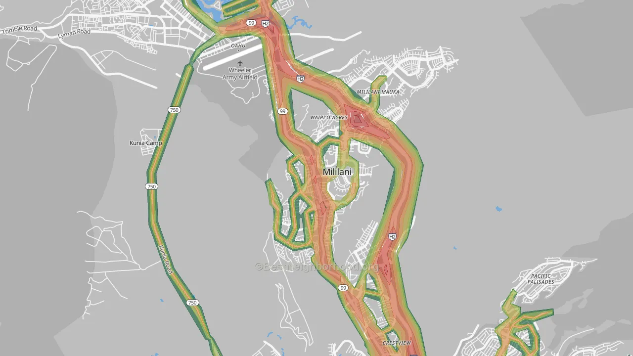 Mililani Waipio Melemanu, Mililani, HI Map of Noise Levels in Mililani Waipio Melemanu