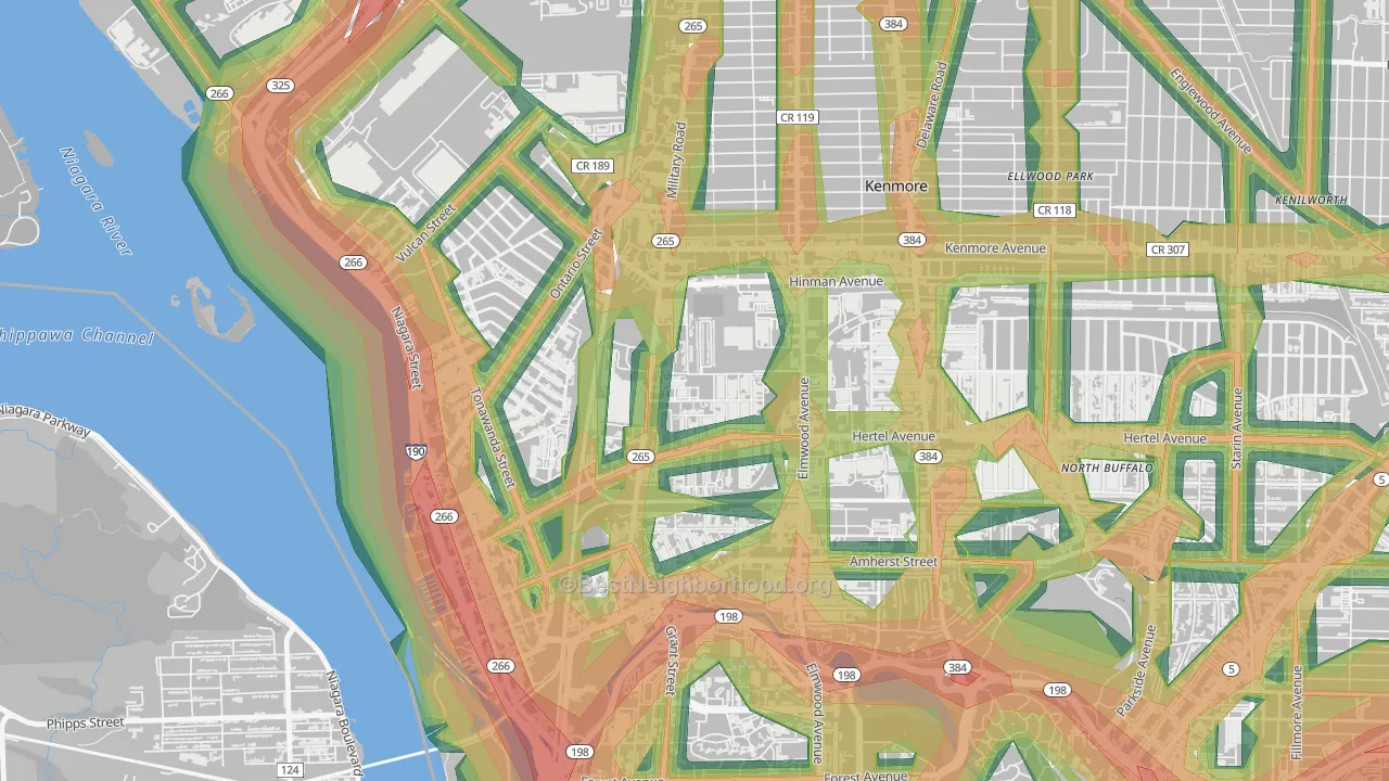 Military, Buffalo, NY Map of Noise Levels in Military