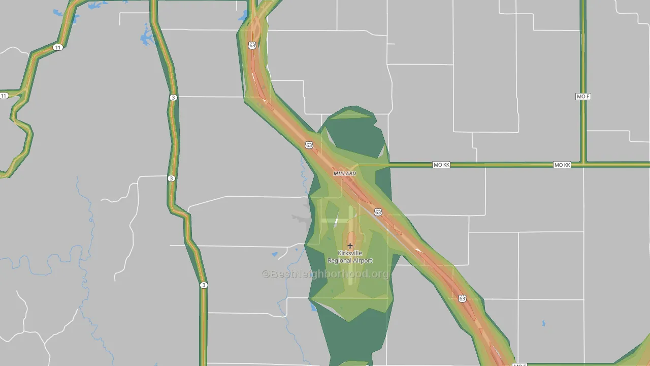 Millard, MO Map of Noise Levels in Millard