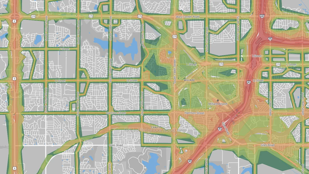 Millard, Omaha, NE Map of Noise Levels in Millard