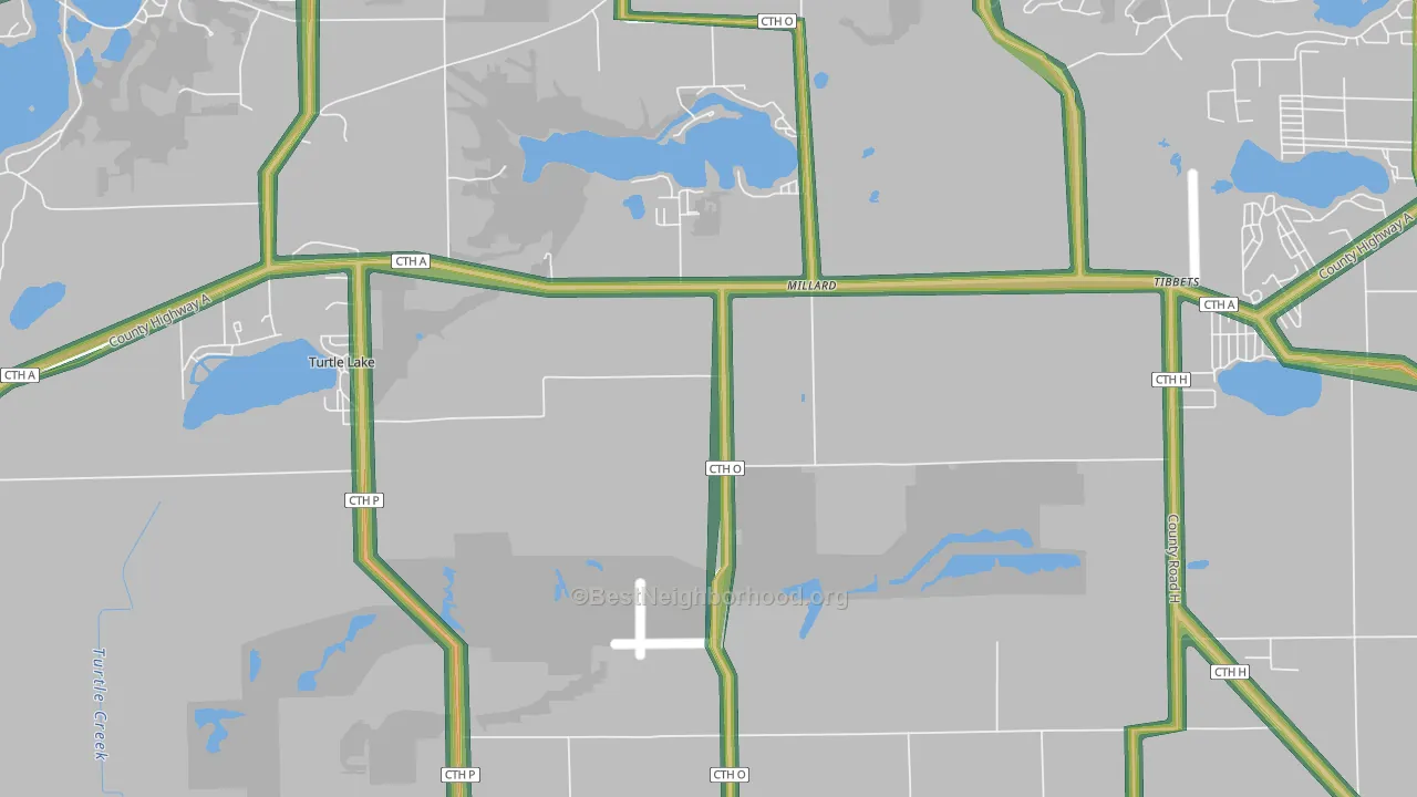 Millard, WI Map of Noise Levels in Millard