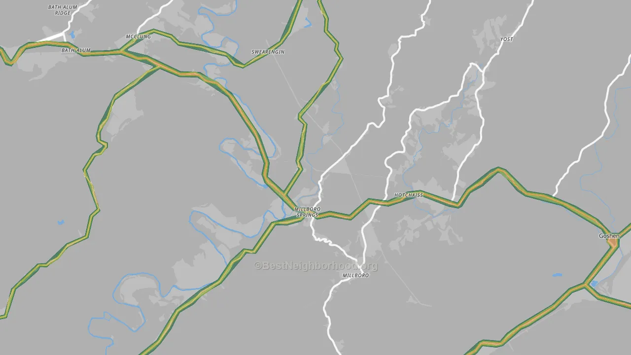 Millboro, VA Map of Noise Levels in Millboro