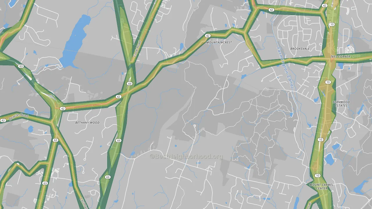 Millbrook, CT Map of Noise Levels in Millbrook