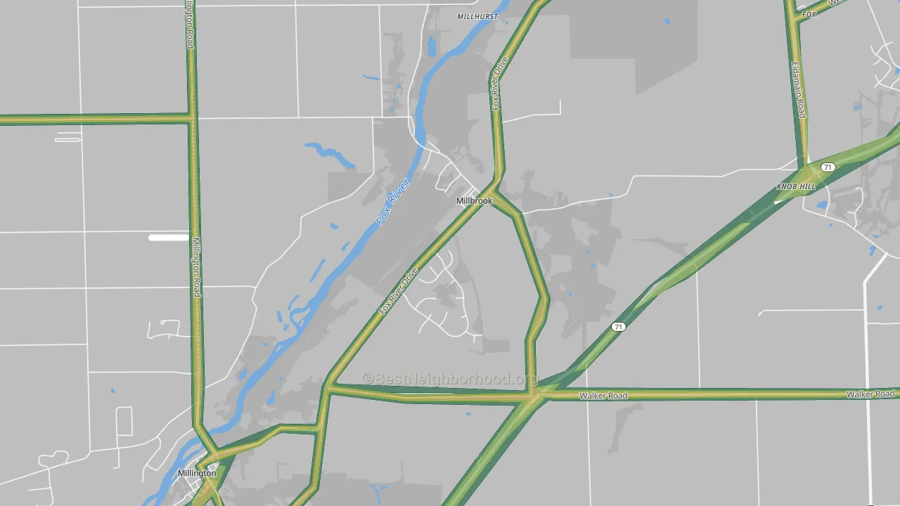 Millbrook, IL Map of Noise Levels in Millbrook