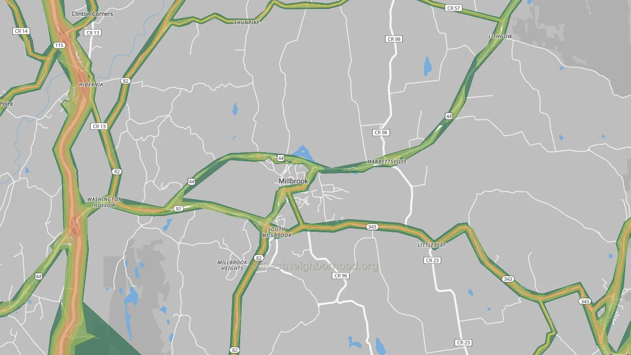 Millbrook, NY Map of Noise Levels in Millbrook