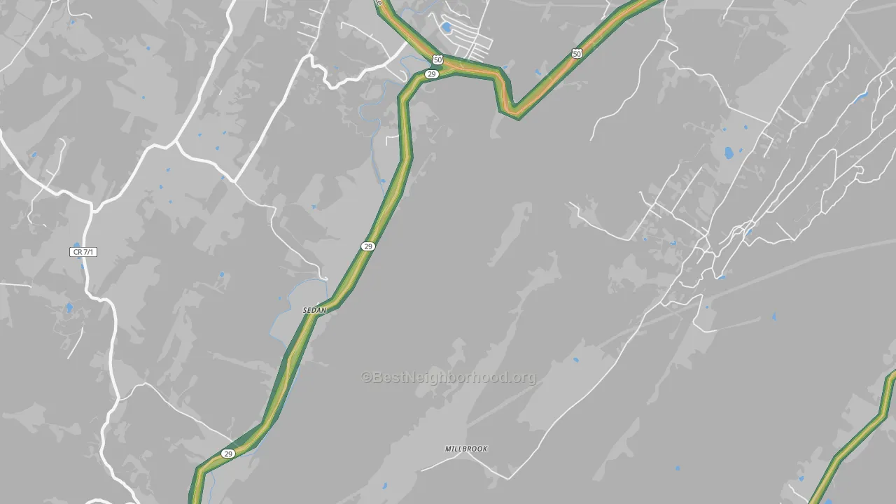 Millbrook, WV Map of Noise Levels in Millbrook