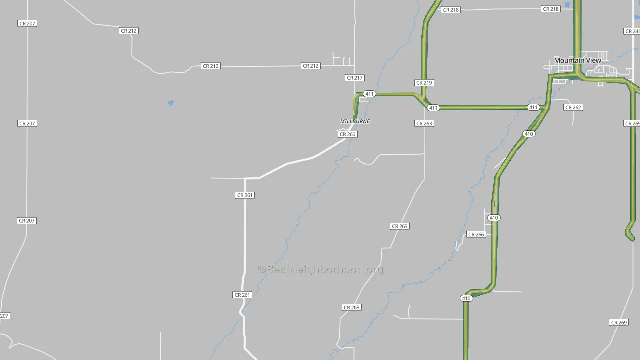 Millburne, WY Map of Noise Levels in Millburne