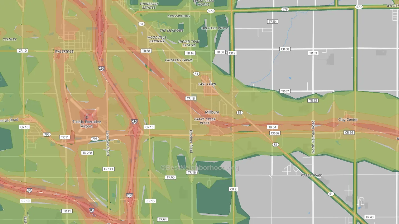 Millbury, OH Map of Noise Levels in Millbury