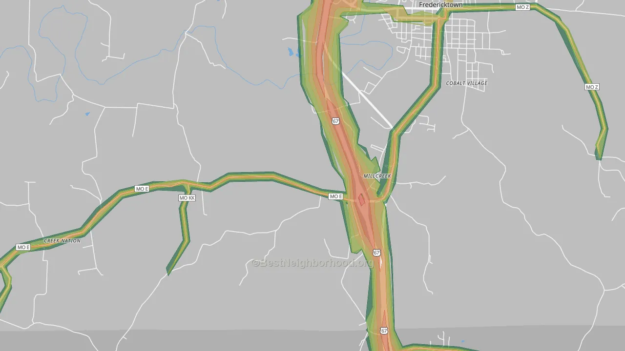 Millcreek, MO Map of Noise Levels in Millcreek