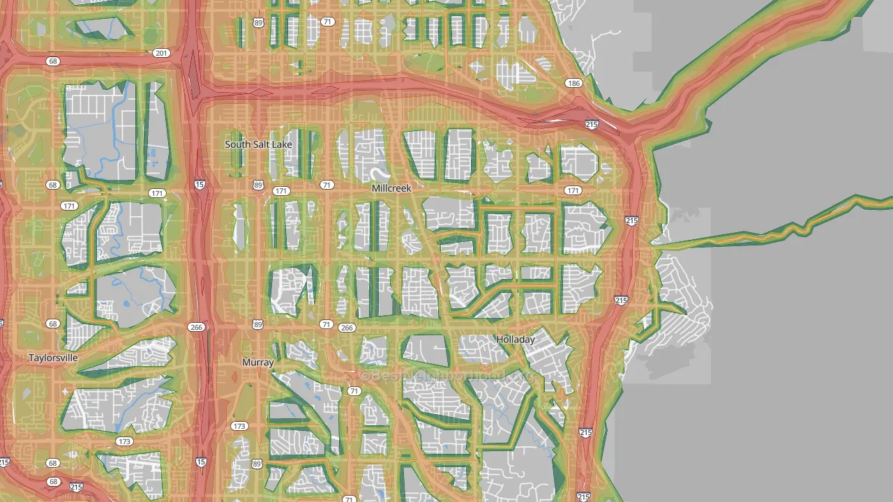 Millcreek, Salt Lake City, UT Map of Noise Levels in Millcreek