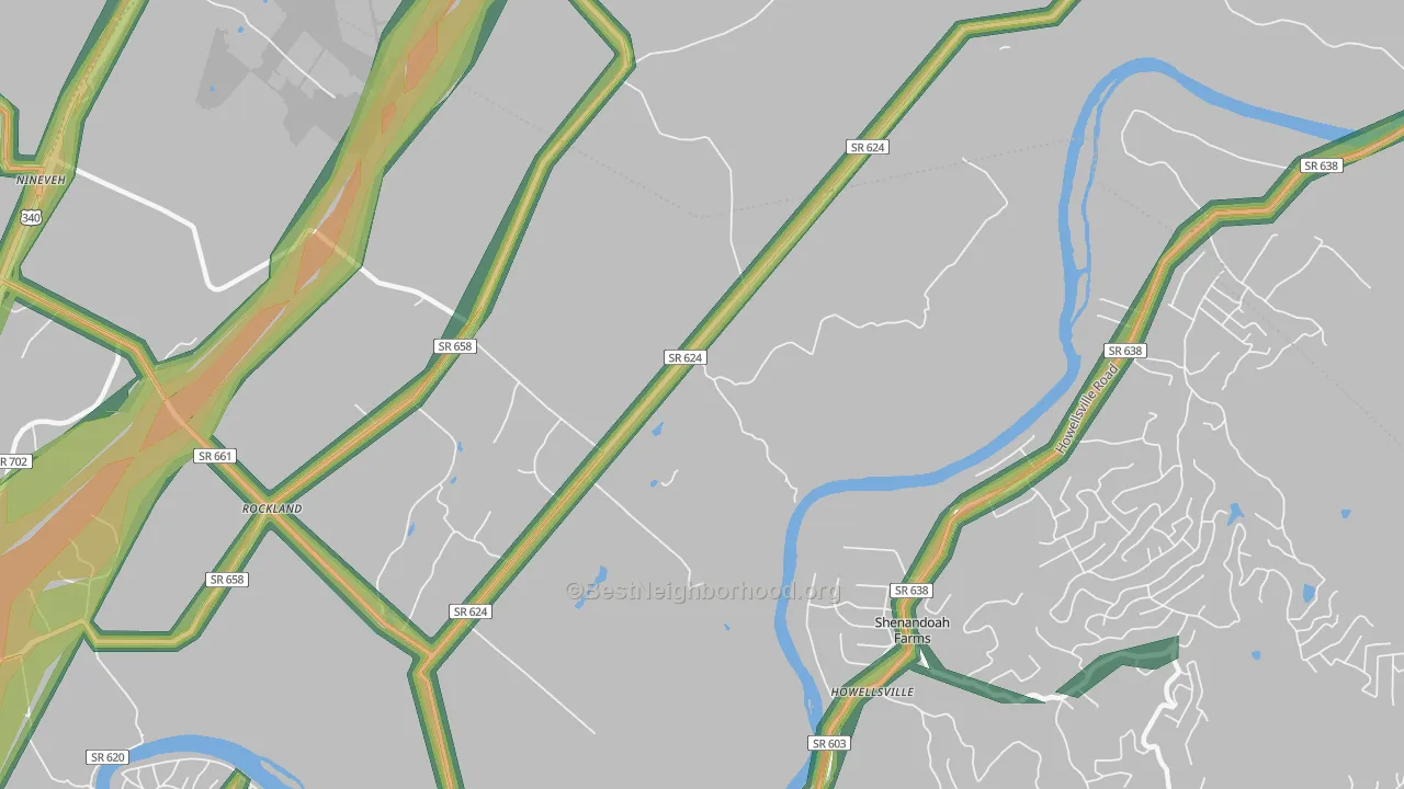Milldale, VA Map of Noise Levels in Milldale