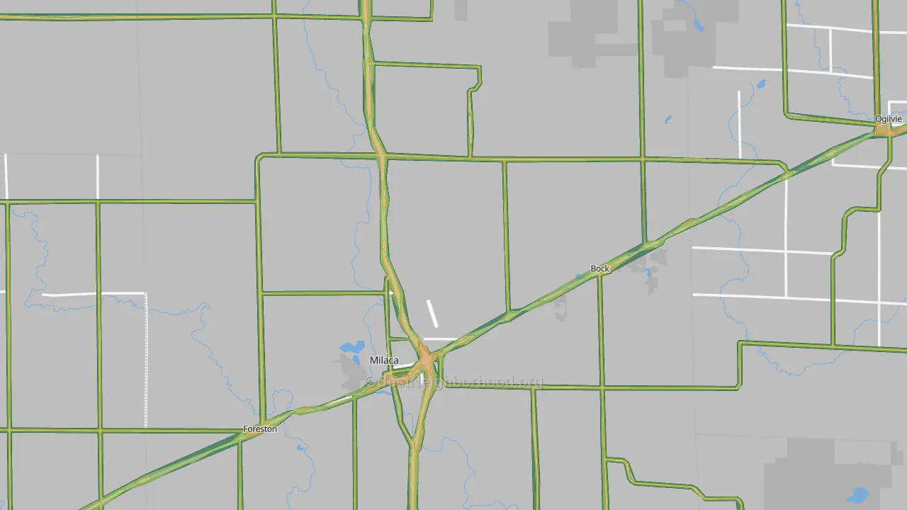 Mille Lacs County, MN Map of Noise Levels in Mille Lacs County