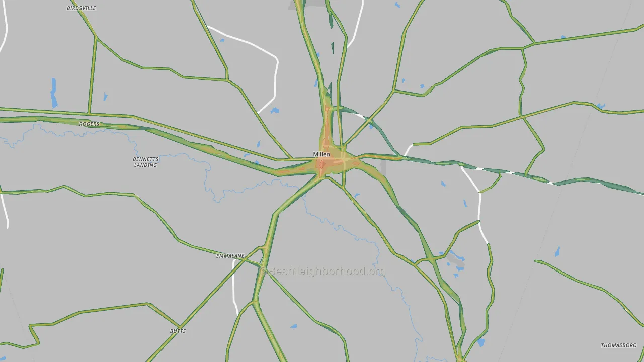 Millen, GA Map of Noise Levels in Millen