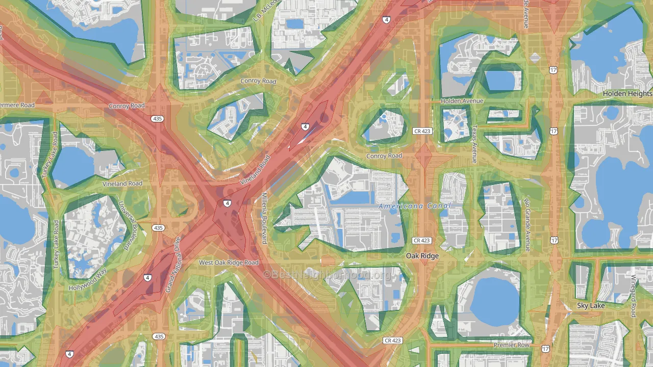 Millenia, Orlando, FL Map of Noise Levels in Millenia