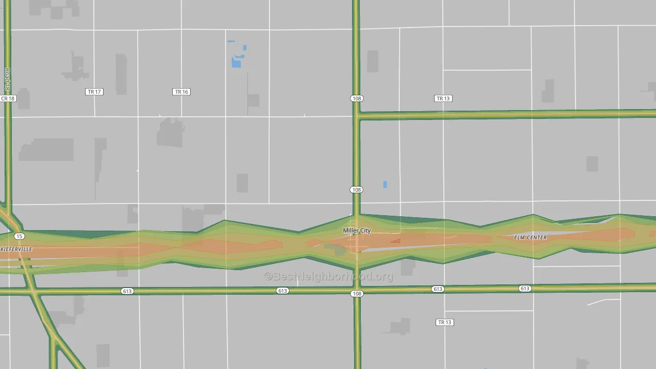 Miller City, OH Map of Noise Levels in Miller City