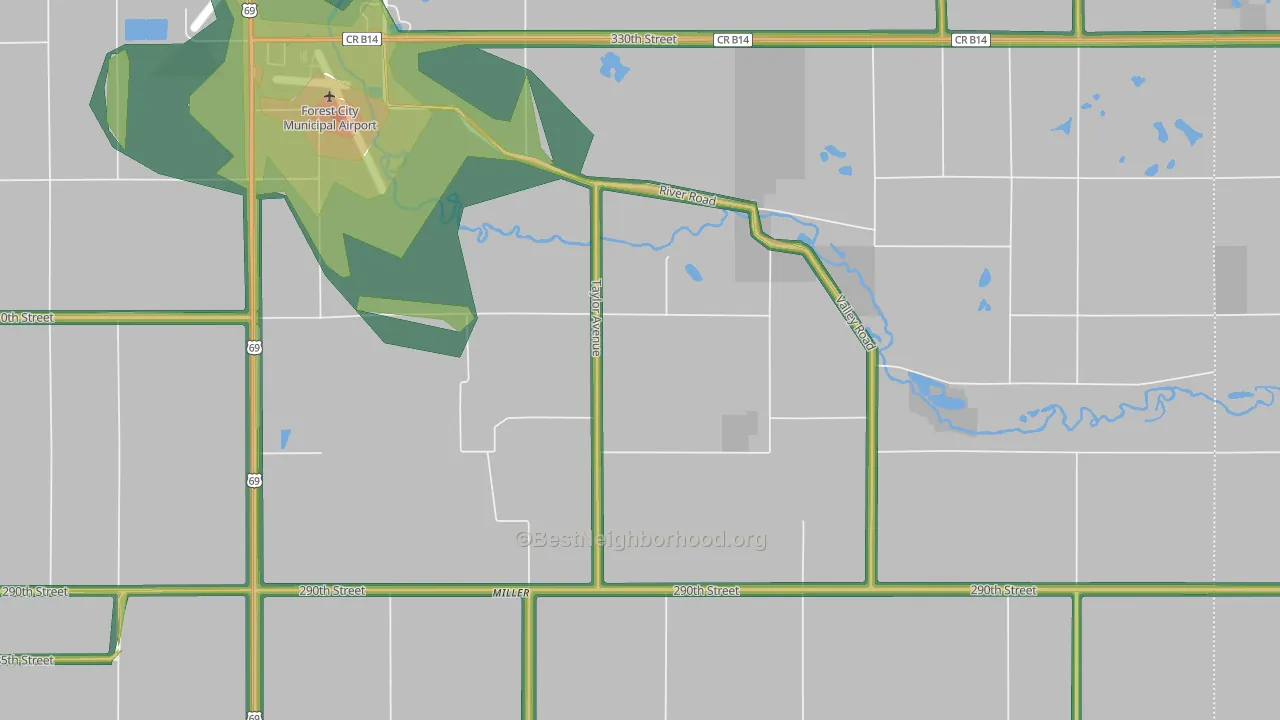 Miller, IA Map of Noise Levels in Miller