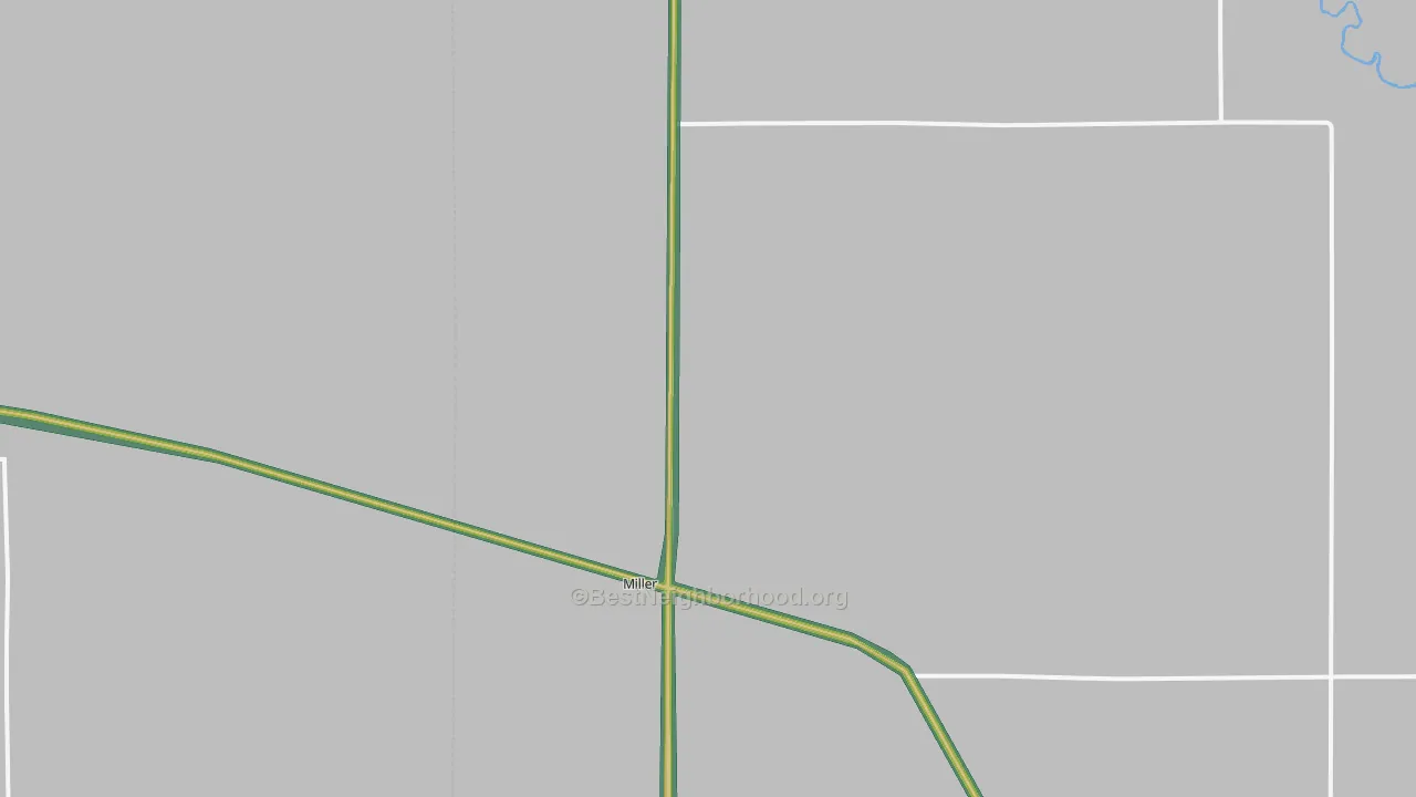 Miller, NE Map of Noise Levels in Miller