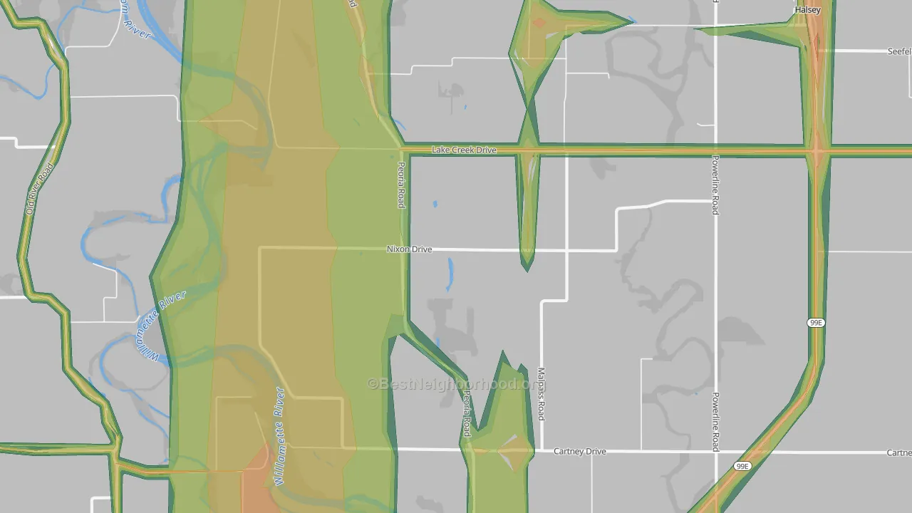 Miller, OR Map of Noise Levels in Miller