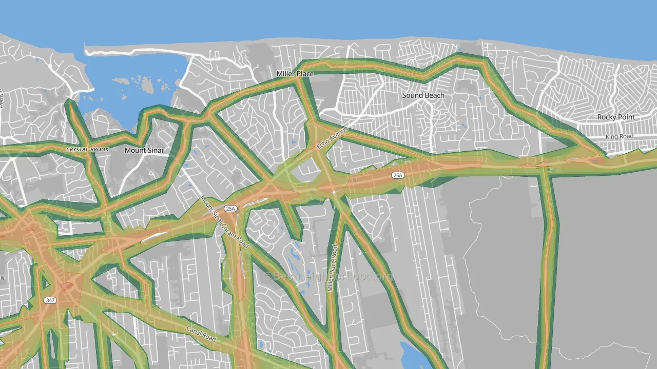 Miller Place, NY Map of Noise Levels in Miller Place