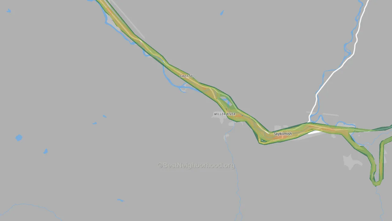 Miller River, WA Map of Noise Levels in Miller River