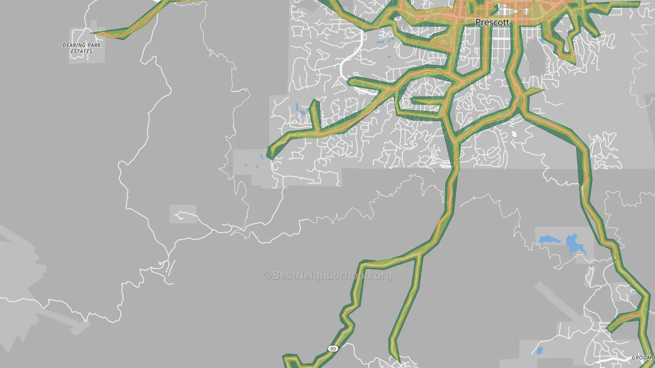 Miller Valley, AZ Map of Noise Levels in Miller Valley