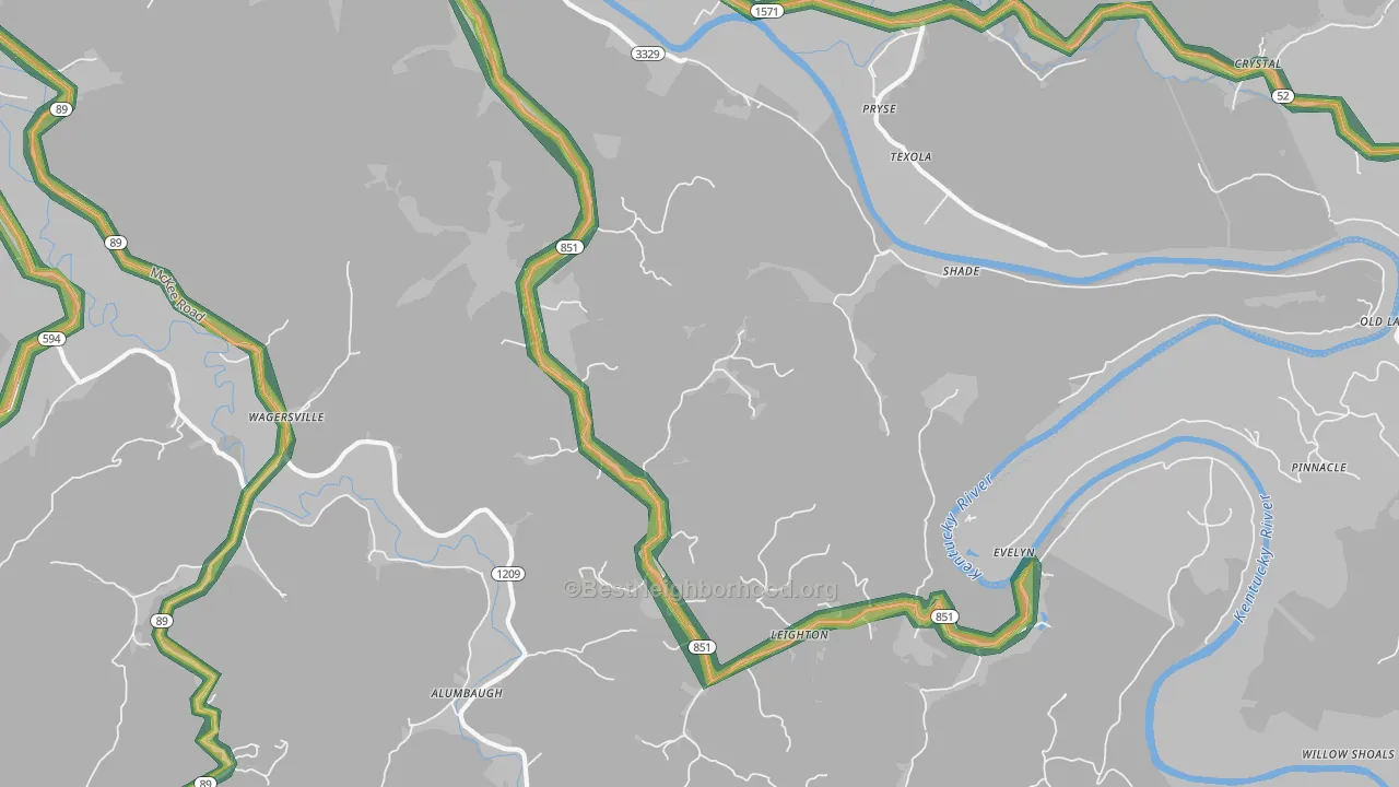 Millers Creek, KY Map of Noise Levels in Millers Creek