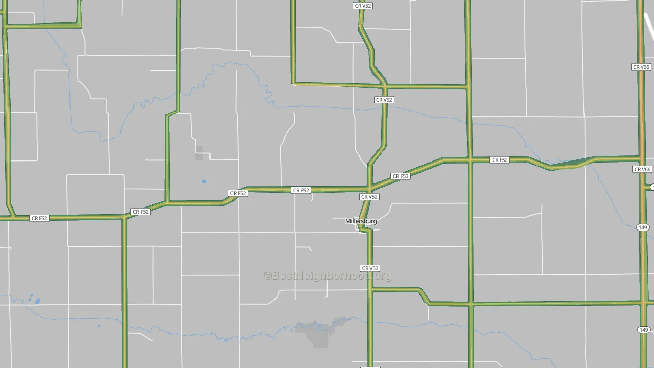 Millersburg, IA Map of Noise Levels in Millersburg