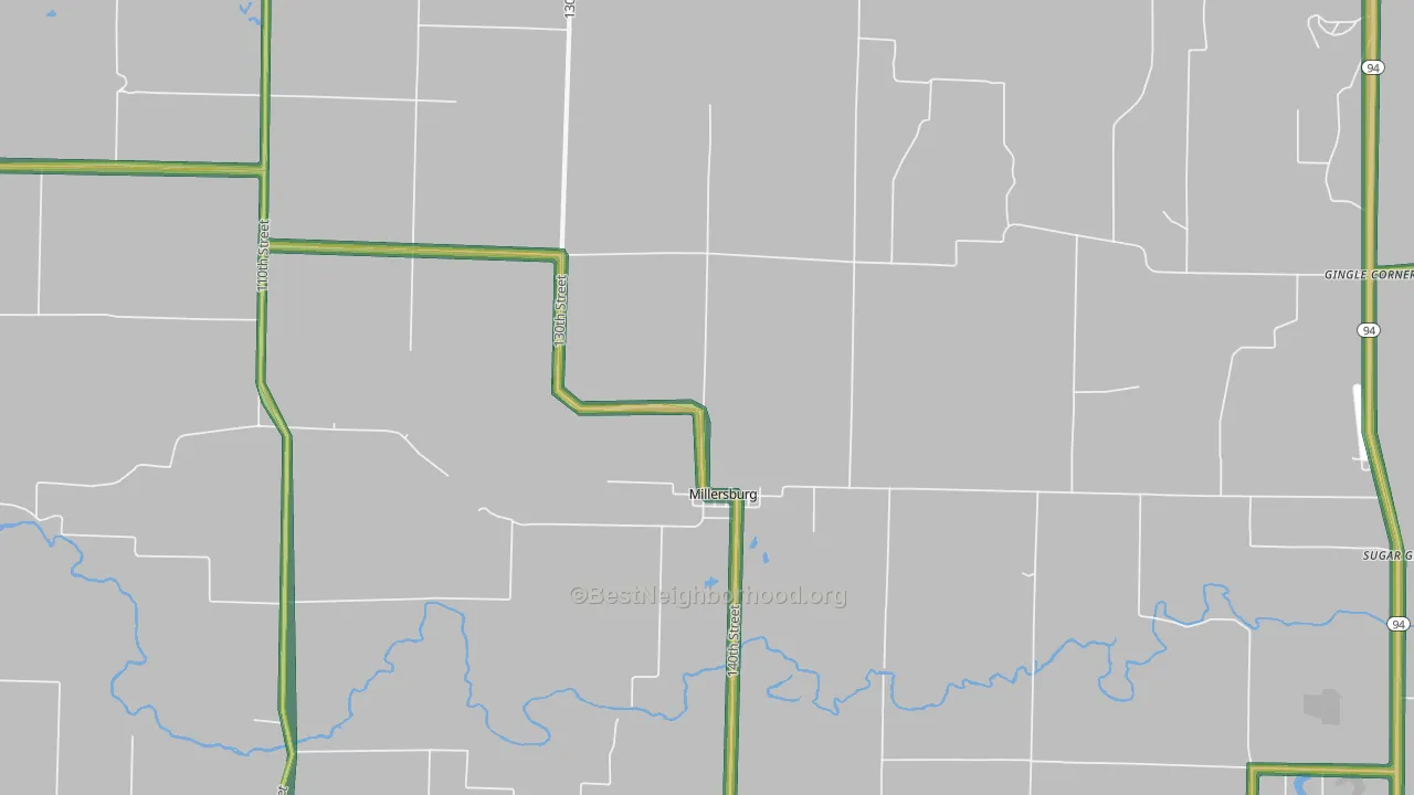Millersburg, IL Map of Noise Levels in Millersburg